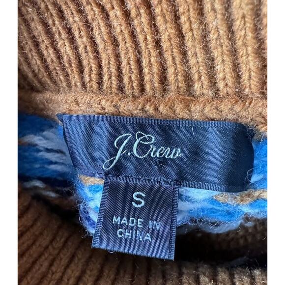 J Crew Southwestern Adobe Sz Small Wool Blend Fair Isle Rust Gold Aztec Sweater - Picture 6 of 7